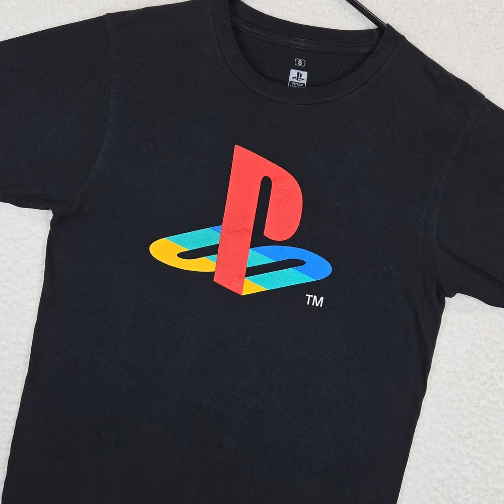 PlayStation Men Graphic T-Shirt Small Classic Logo Gamer Streetwear Black Sony S